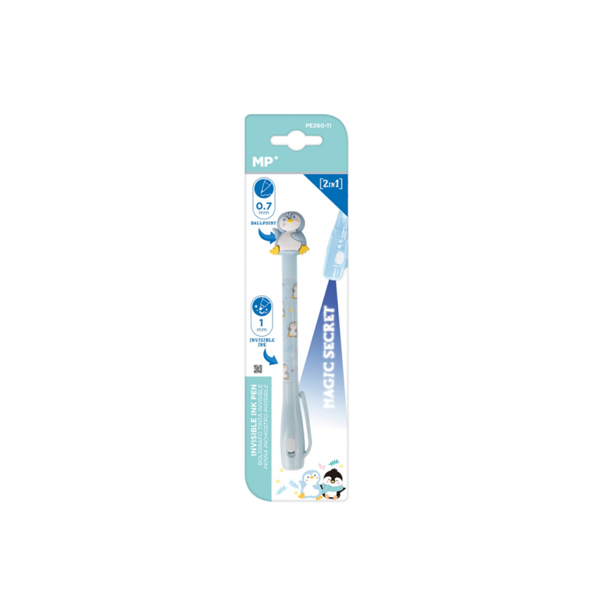 Boligrafo MP Tinta Invisible 2 Trazos Pingüino - Celeste 