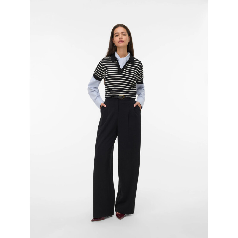VMSILJE SS POLONECK PULLOVER Black stripes Birch