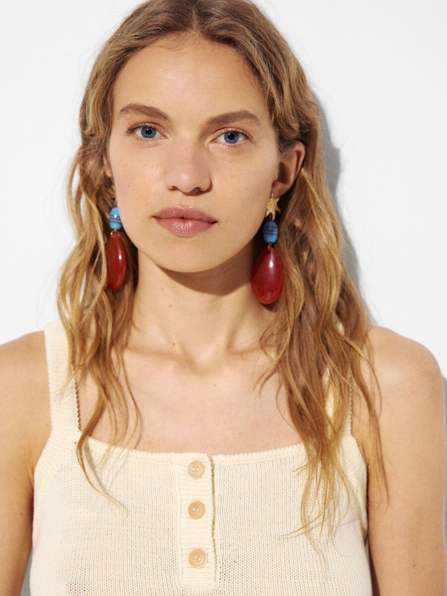 Pendientes Largos Con Estrella multicolor