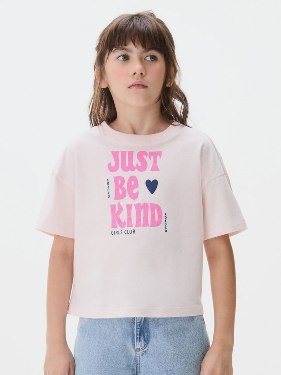 BLUSA INFANTIL MODELO CROPPED CON ESTAMPA - ROSA 