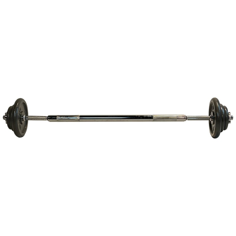 Set De Mancuernas Y Barra Gris Con Valija Athletic 30Kg Negro