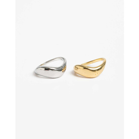 Sets Anillos Metal Combinacion Bicolor