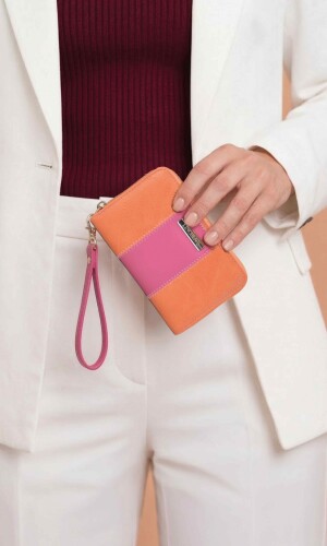 BILLETERA DEDALERA MANDARINA Y FUCSIA