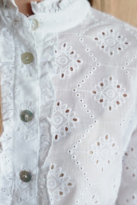 Camisa Dinamarca Broderie calado Blanco