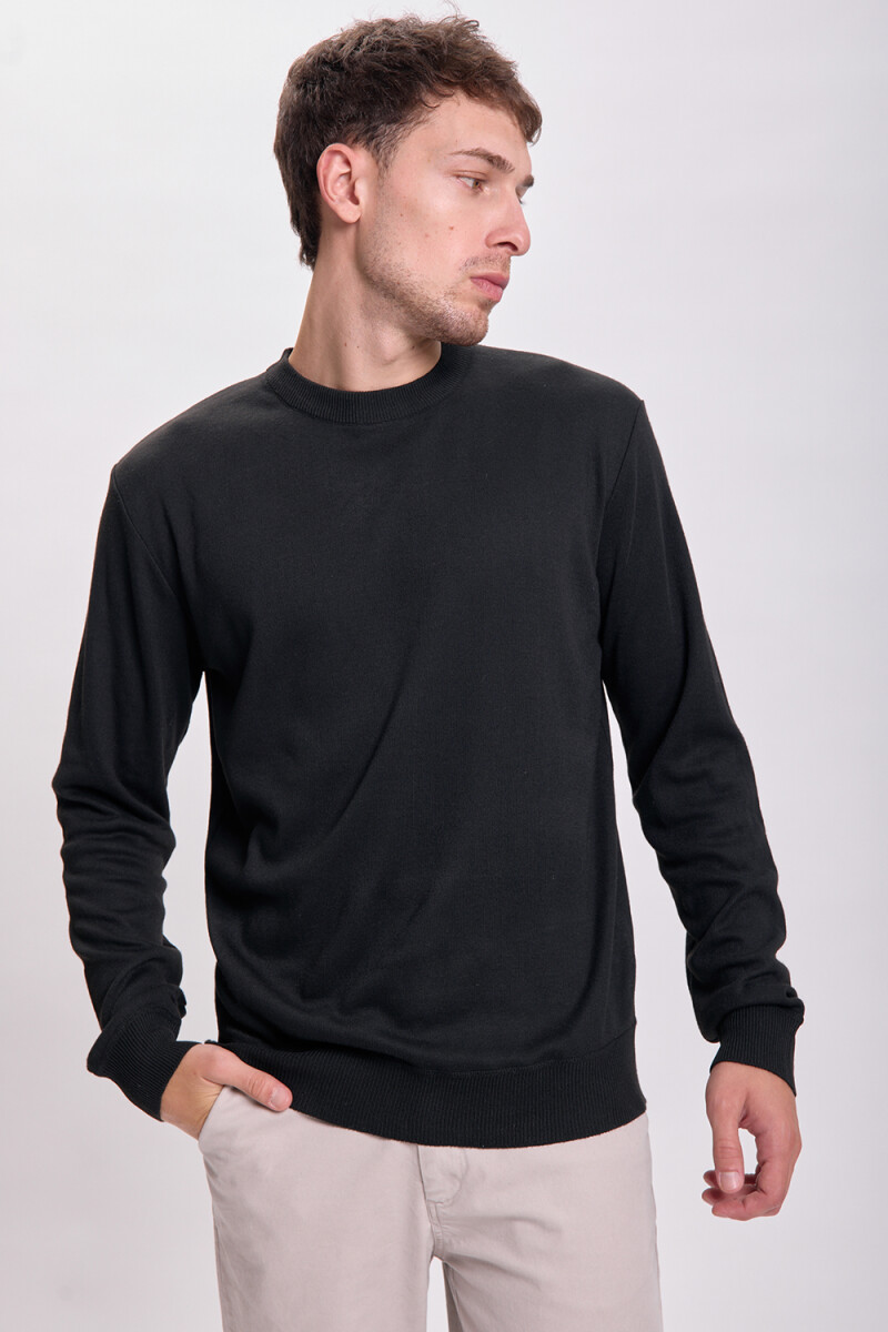 Buzo punto básico cuello redondo - Negro 