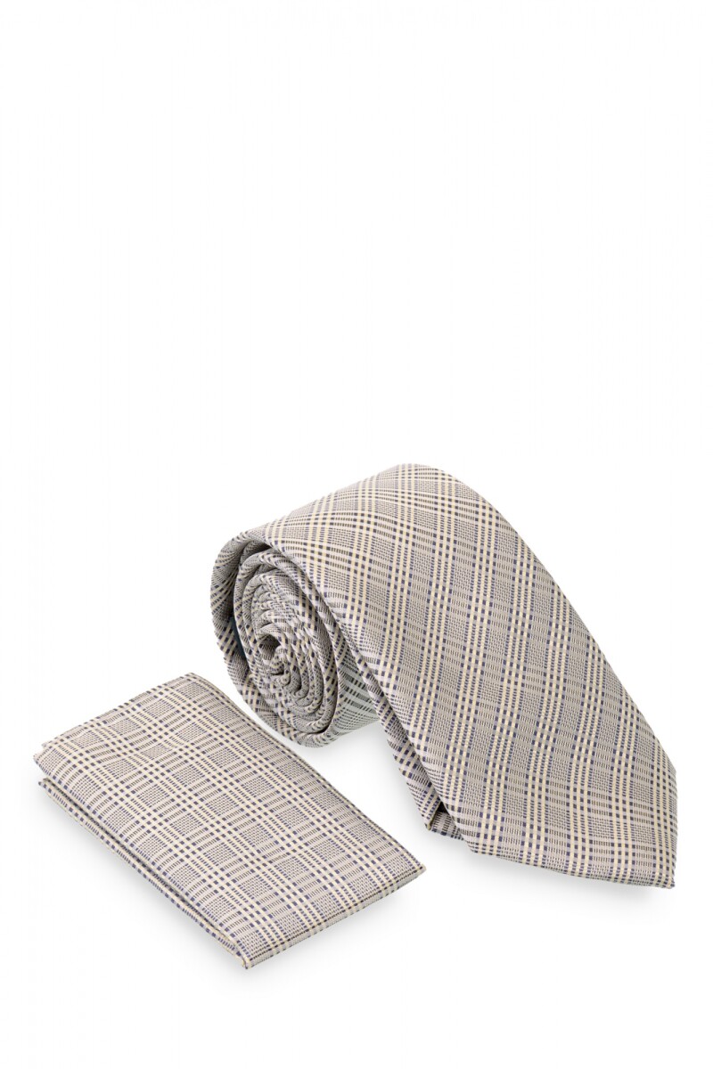 Corbata con pañuelo 8 cm GRIS CLARO