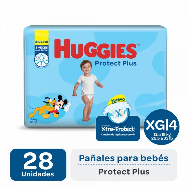 Pañales Huggies Protect Plus Unisex XG X28