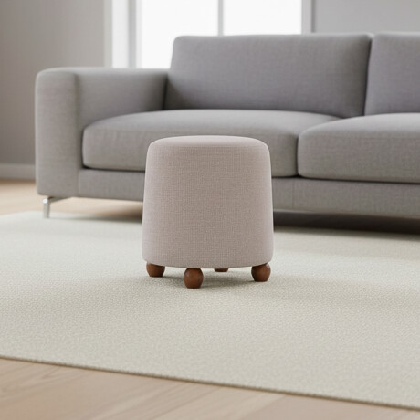PUFF TELA-Y-MADERA NATURAL-BEIGE NOX BEIGE