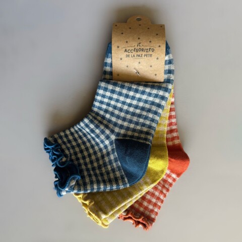 Medias Vichy Pack X 3 Azul/maiz/ladrillo