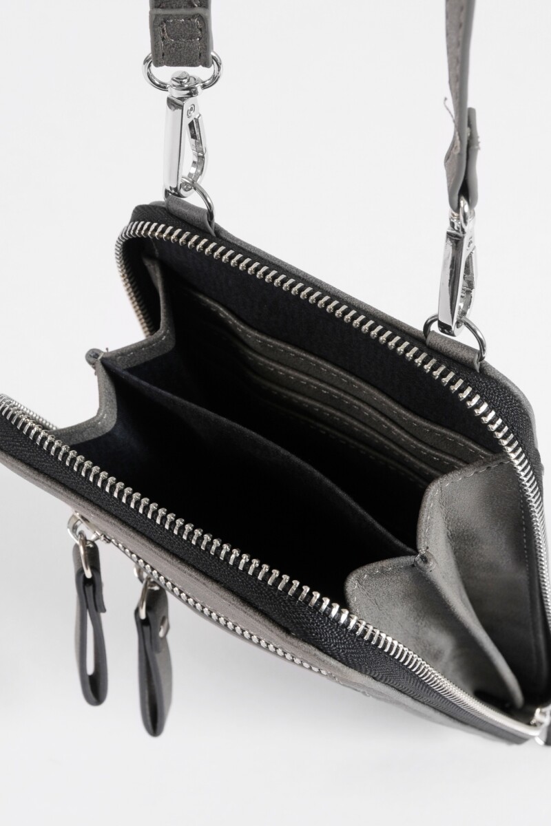 Porta celular tarjetero gris