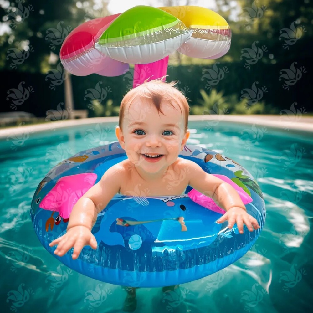 Flotador bebe pañal con techo sombrilla incorporada Flotador bebe pañal con techo sombrilla incorporada