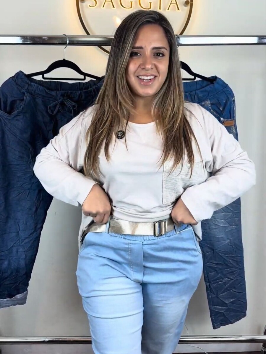 Pantalón de Jean over size Celeste