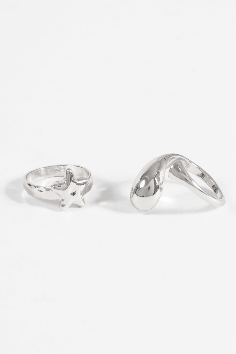 Set de anillos bold estrella plateado