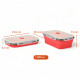 Set X4 Taper Contenedor Silicona Plegables Tapa Plastico Hermetica Rojo