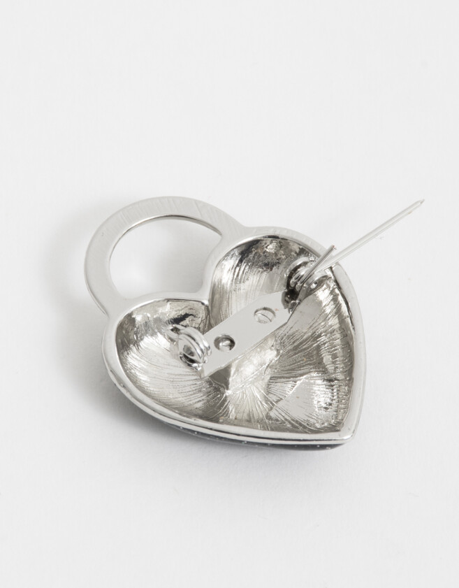 Prendedor Glitter Prendedor De Corazón Plateado - Plateado