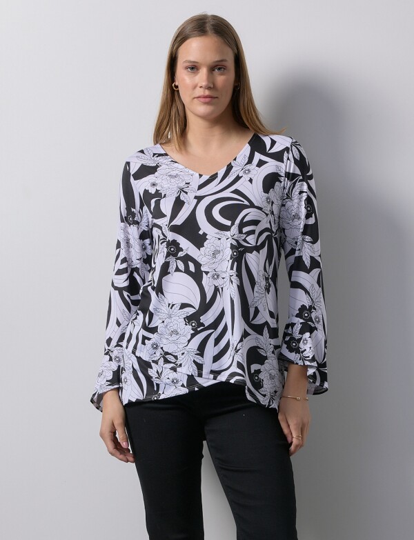 Blusa Printed NEGRO/BLANCO