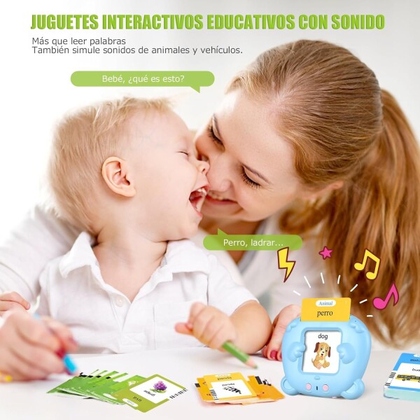 Tarjetas Interactivas Aprende Inglés Español Infantil Niños Variante Color Azul