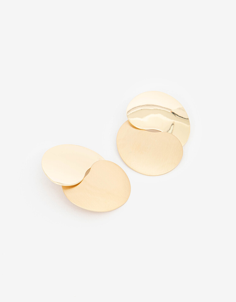 Aros Colgantes Largos Metal Aros Chapones De Metal - Dorado