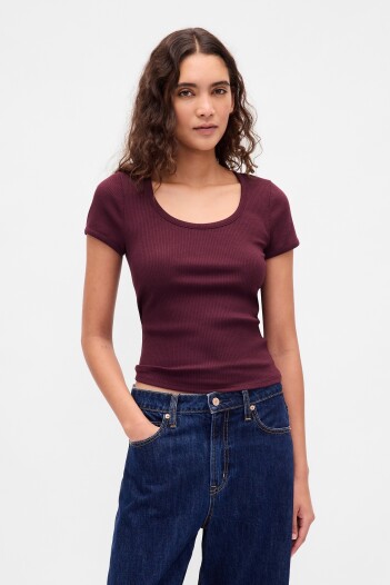 Remera Rib Mujer Tuscan Red