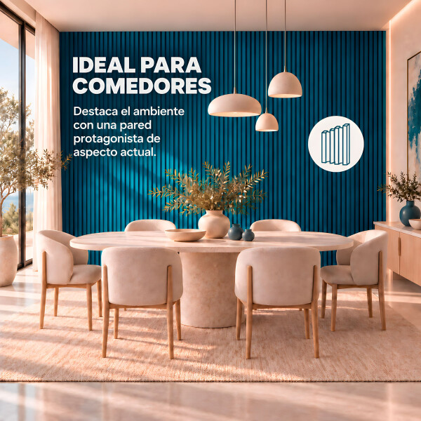 Pack x20 Wpc Simil Madera Wall Panel Lambrin 2.90x16.7 Azul 1