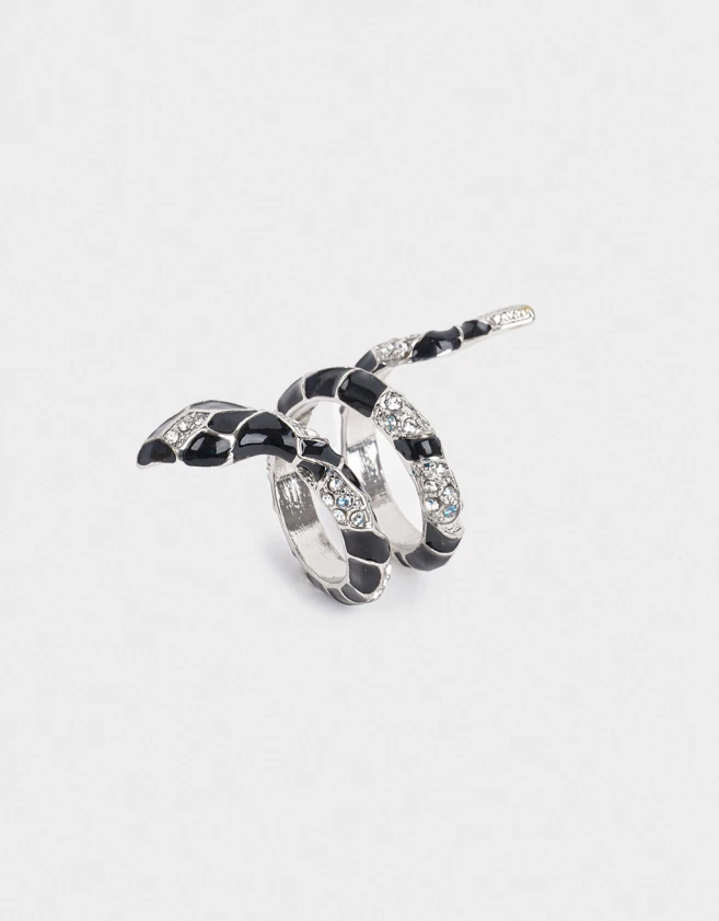 Anillos Medianos y Grandes Con vibora Anillo De Serpiente - Plateado