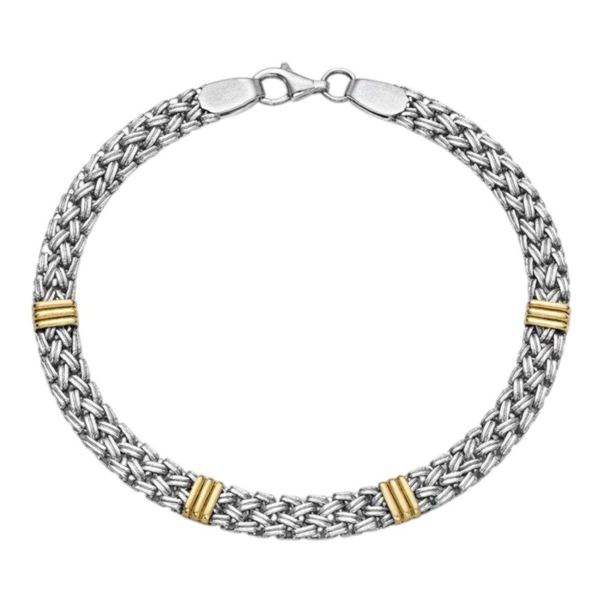 Pulsera Plata y double en oro amarillo Sin Piedra Pu5150 - conpiedra 