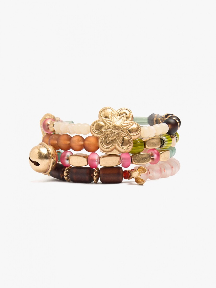 Pulsera Elástica Cuentas De Cerámica multicolor