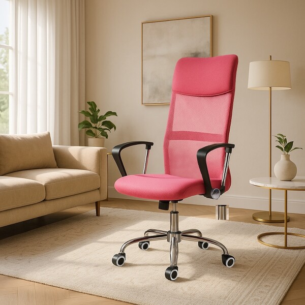 Silla De Escritorio Oficina Sillon Ejecutiva Ergonomica Tapizado Tela Mesh Con Cuero Sintetico Imback Color Rosa Silla De Escritorio Oficina Sillon Ejecutiva Ergonomica Tapizado Tela Mesh Con Cuero Sintetico Imback Color Rosa