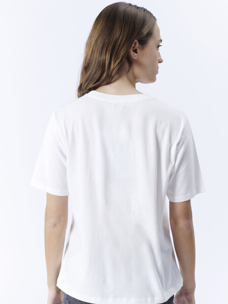 Remera Estampa Flores Blanco