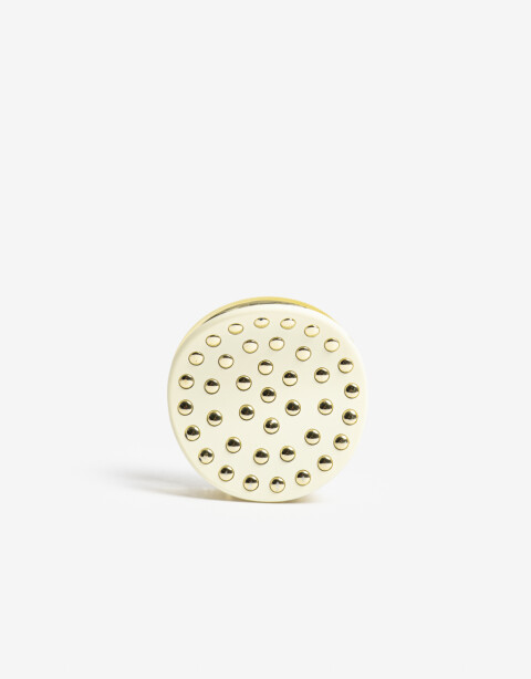 Broche Acrilico Broche De Acrilico Con Apliques Metalicos. - Blanco Crudo