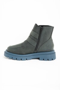 Bota Cuero Hebillas Negro