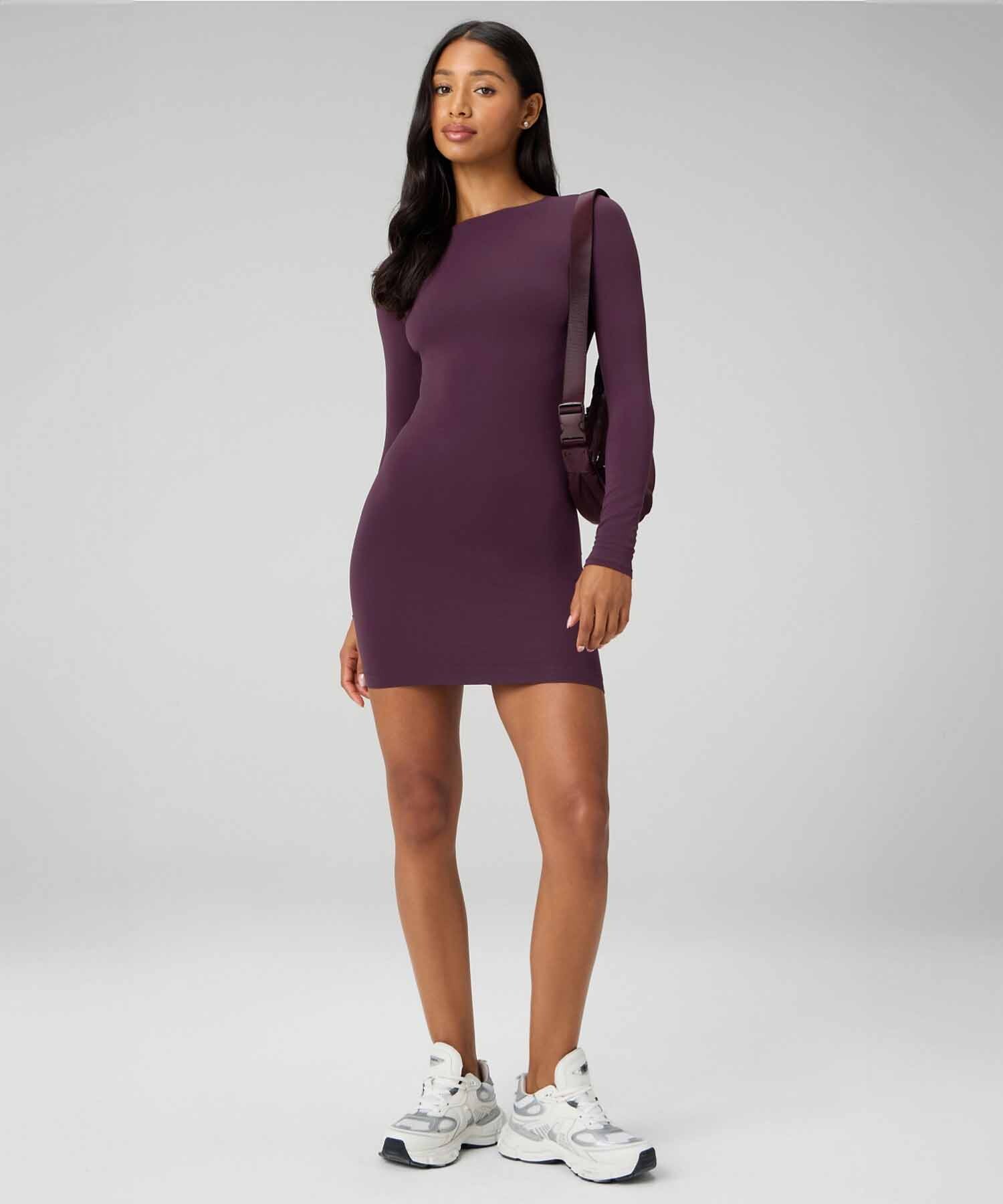 Vestido Seamless Long-Sleeve Mini Dress Mujer Oxblood