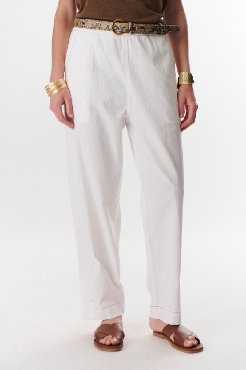 PANTALON LINO STRECH BLANCO