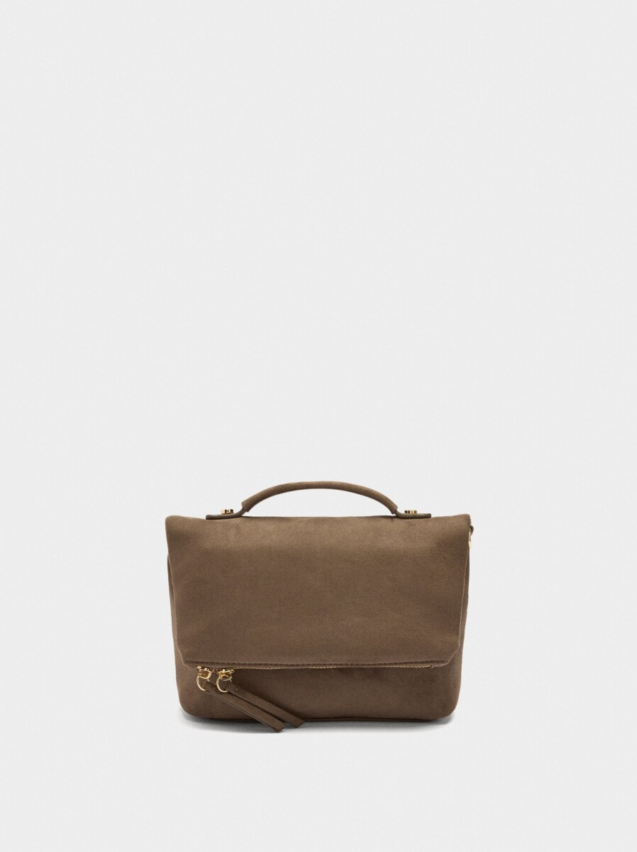 Bolso De Fiesta Con Solapa Efecto Piel - taupe 