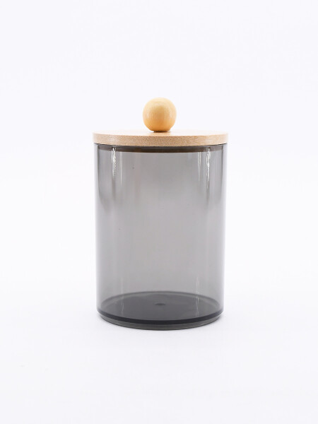 ORGANIZADOR DE ALGODÓN CON TAPA BAMBU GRIS (V)