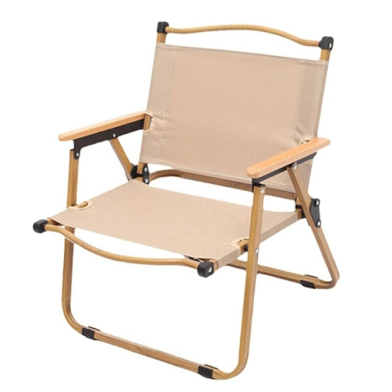 Silla plegable para campamento símil madera chica beige Beige