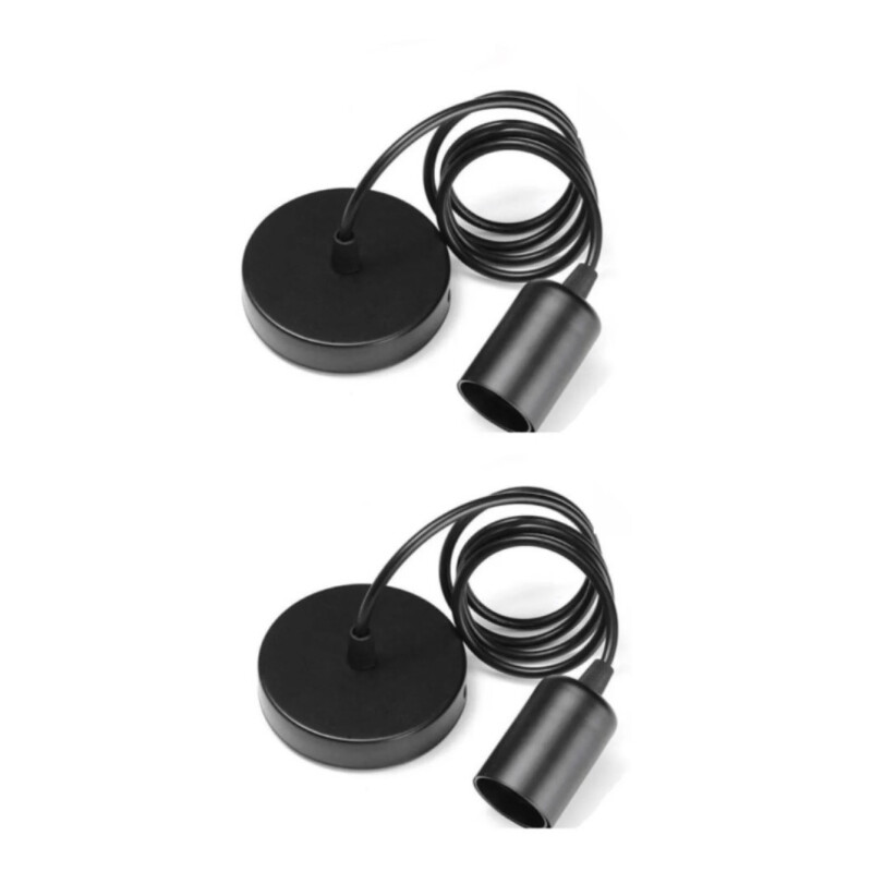 Pack X 2 Lampara Colgante Portalamparas Metal Vintage Negro