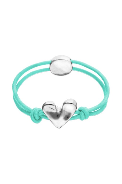 PULSERA DE HILO ELÁSTICO AZUL CON CORAZÓN BAÑADO EN PLATA DE LEY Pulsera