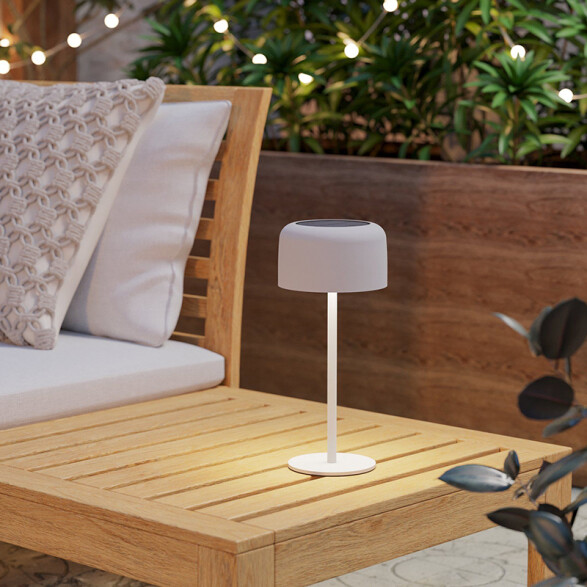 Lámpara de mesa blanco solar-USB 2,8W cálido IP44 EG3672