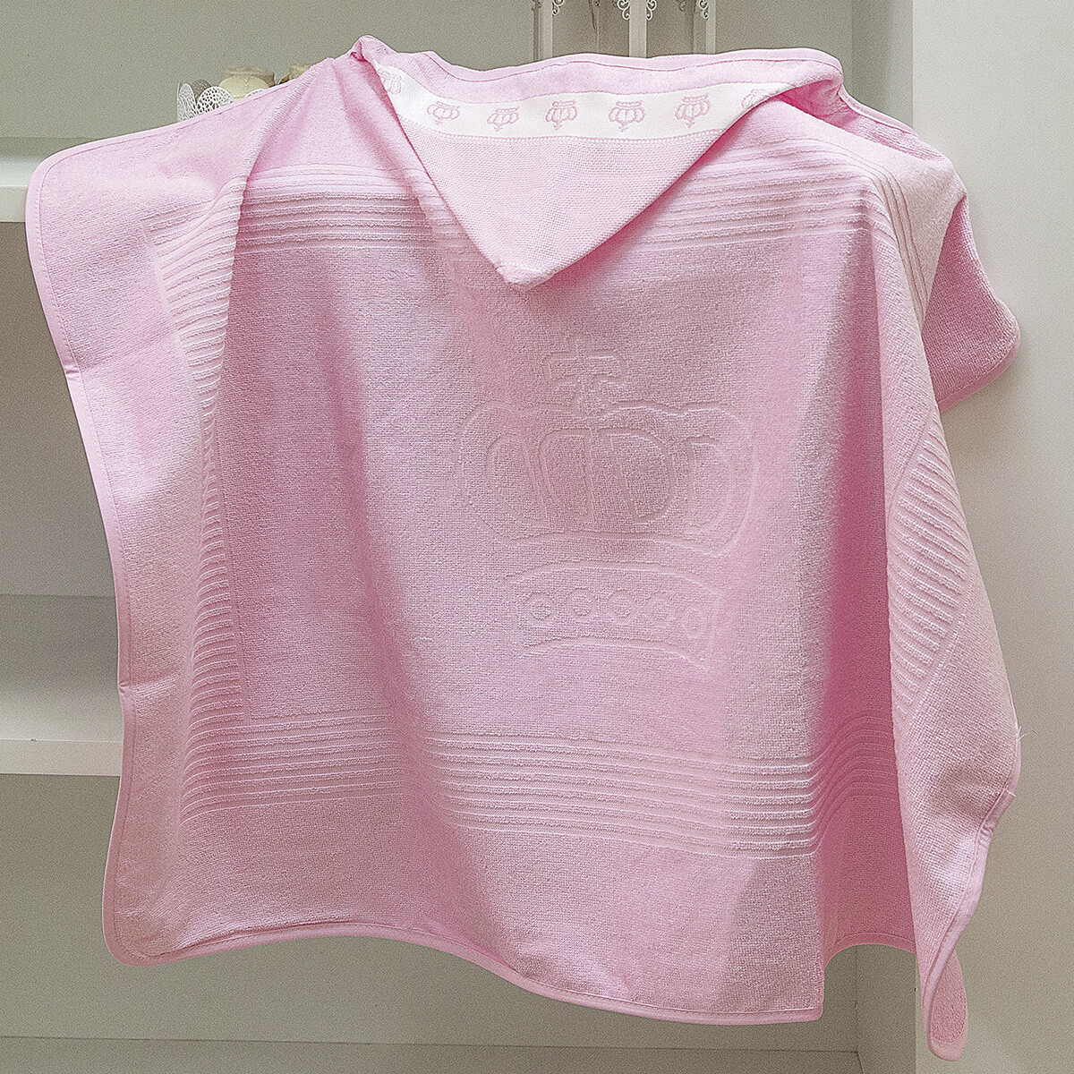 Toalla Con Capucha Bebé Clásica Döhler Algodón 90 x 70 cm - ROSA 