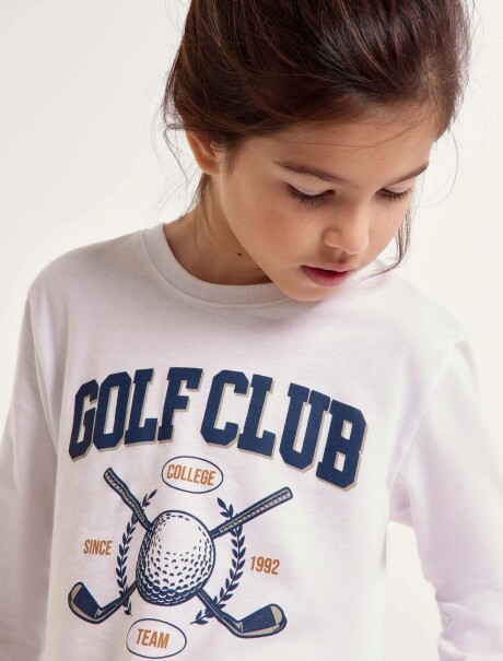 CAMISETA MANGA LARGA INFANTIL CON ESTAMPA BLANCO