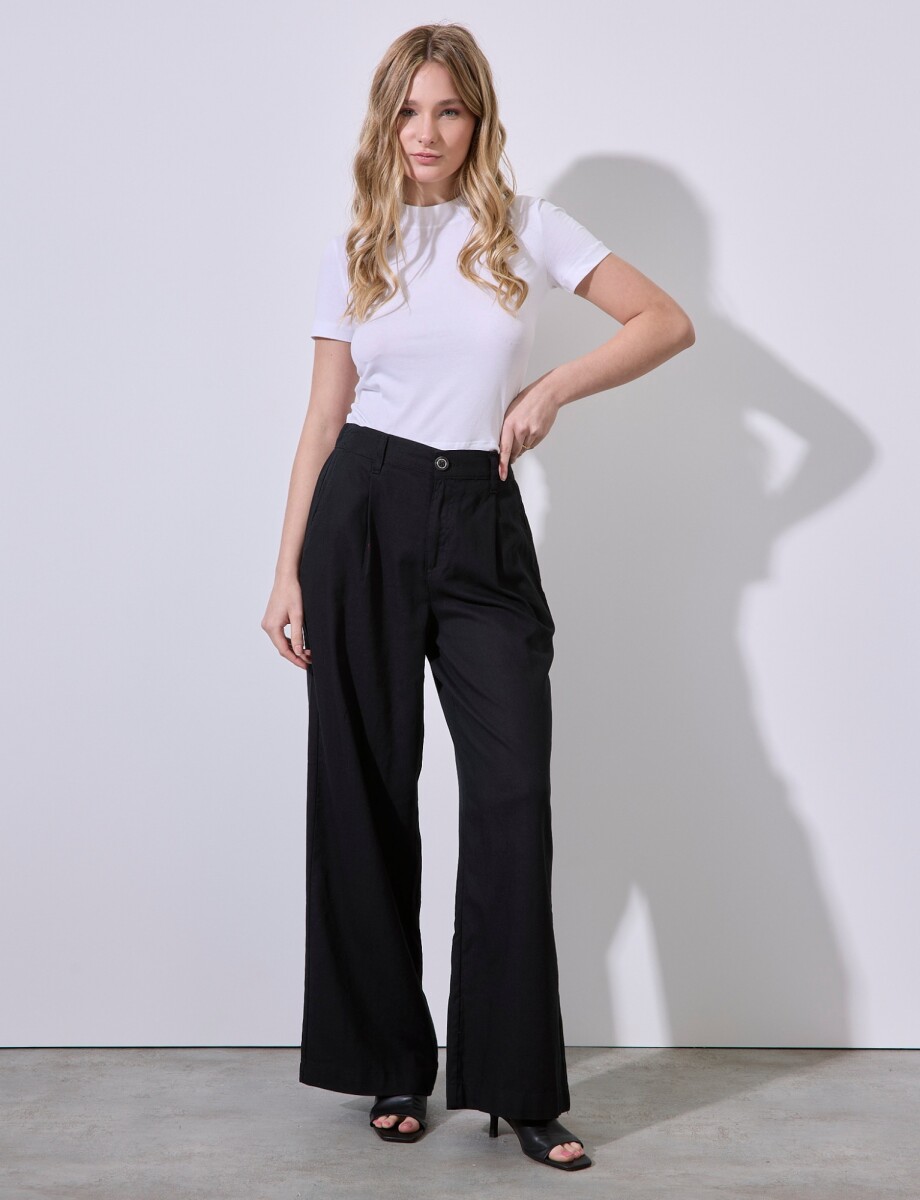 Pantalon Lino Wide - Negro 