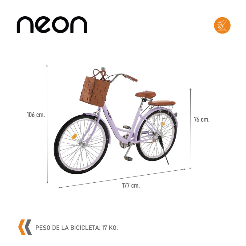 Bicicleta Urbana Rodado 26 con Canasto Vintage Violeta