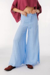 Pantalon Cuarzo Lino Celeste