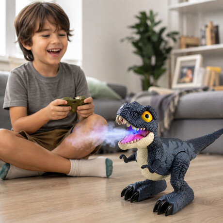Dinosaurio a control remoto con luces y humo Azul
