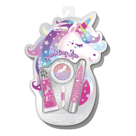 Kit Maquillaje Niña c/ Sombras Ojos + Lápiz y Brillo Labial Unicornio