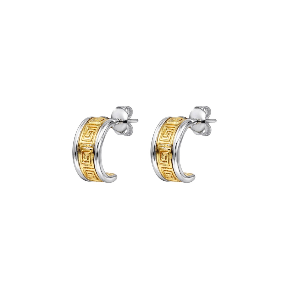 Caravanas Medio Aro - Plata y oro- Sin Piedra -CA5152 - sinpiedra 