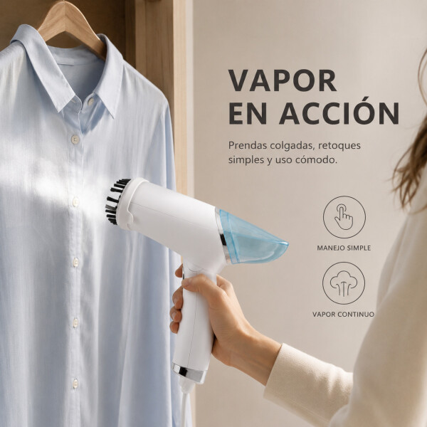 Plancha Vapor Vertical Goldtech VaporPlus Plegable 1000W Blanco