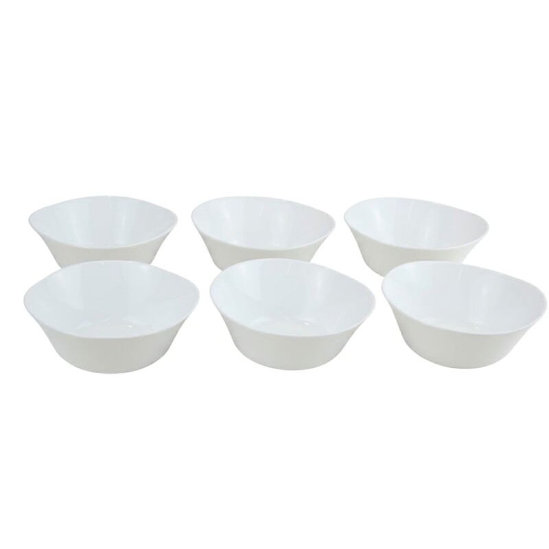 Set x6 bowl semi cuadrado 350ml Opalina BLANCO