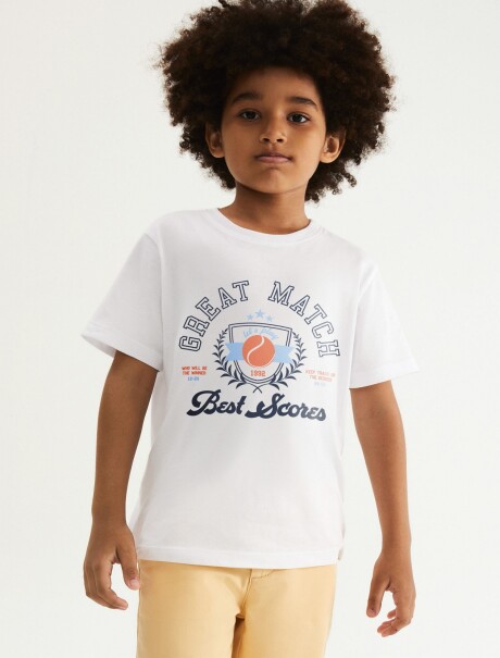 CAMISETA BÁSICA CON ESTAMPA BLANCO